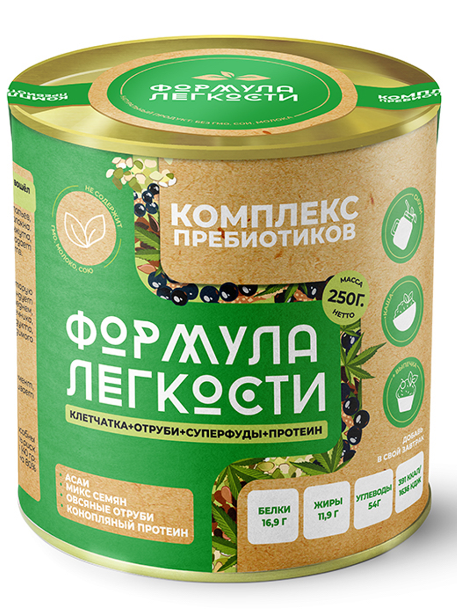 Комплекс пребиотиков «Овсяные отруби + микс семян + конопляный протеин + асаи», 250 г