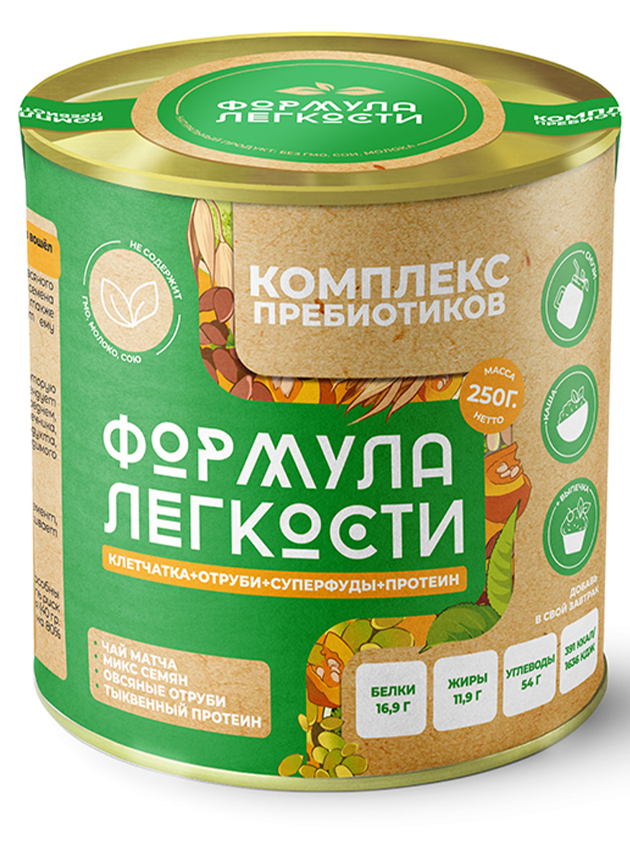 Комплекс пребиотиков «Овсяные отруби + микс семян + тыквенный протеин + чай матча», 250 г